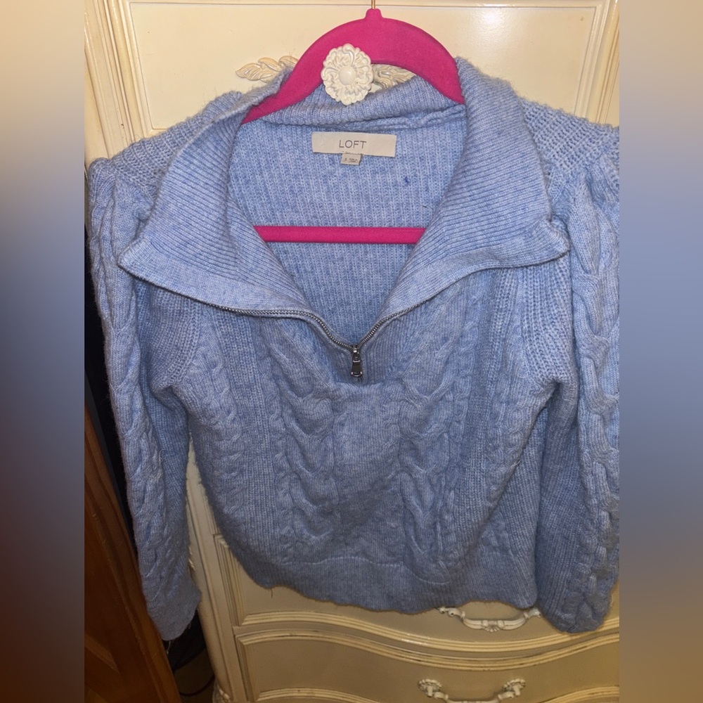 LOFT blue half zip sweater ! Worn 1x!